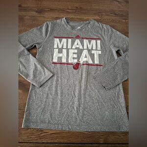 Adidas Miami Heat Gray Kids Long Sleeve Size Medium 10/12